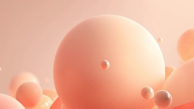 Peach 3D spheres and semi-spheres on a soft gradient background &mdash; abstract wallpaper for titles and motion graphics.
