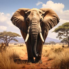 Majestic elephant in African savanna