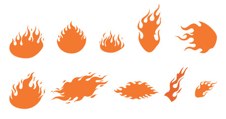 Fire Flame Vector Shapes Set | Diverse Editable EPS Fire Icons & Flame Elements
