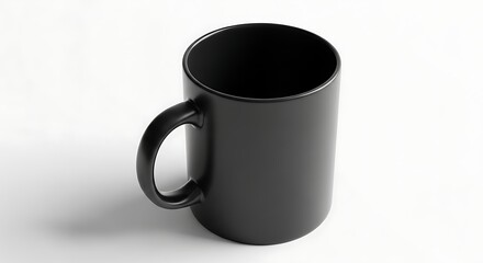 Simple black coffee mug displayed on a clean surface for product photography