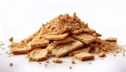 Pile Of Graham Cracker Crumbs On White Background