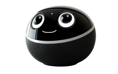 Studio illustration of intelligent digital assistant emphasizing hands-free control, smart home integration, and futuristic design isolated on transparent background PNG