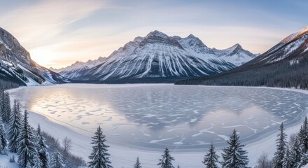 Majestic Winter Mountain Lake Landscape.