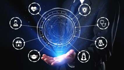 Healthcare icons show medical service, healthcare support, and patient treatment. Healthcare ensures medical service quality, health care access, and reliable medical care. Gist