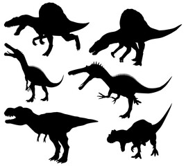 set of dinosaurs silhouettes