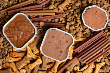 Dog food in different variations