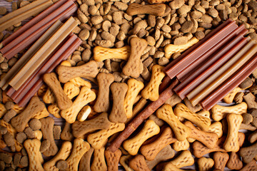 Dog food in different variations