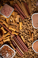 Dog food in different variations