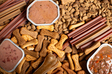 Dog food in different variations
