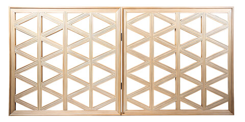 Light wood geometric lattice screen panel isolated on a transparent background wooden