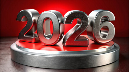 2026 New Year's metallic numbers  celebrating new year holiday with calendar and discount theme