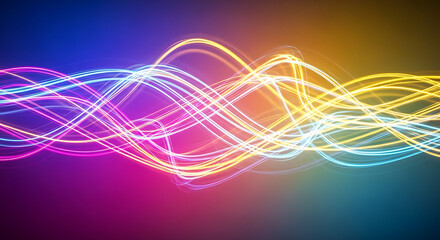 Abstract background with wavy lines of light in vibrant colors creating a dynamic and energetic effect created with generated ai