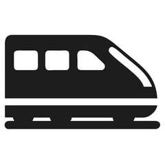 Silhouette icon of a modern high-speed train on a white background bullet train transportation