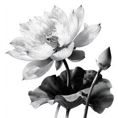 Elegant black and white lotus flower