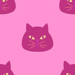 Halloween animals seamless cats pattern for wrapping paper and fabrics and linens and kids clothes print