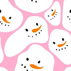 Christmas cartoon ice seamless snowman pattern for wrapping paper and fabrics
