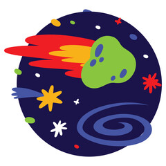 Asteroid Vector Illustration. Flat Minimal Design. Editable Illustration for Web, Mobile, Print