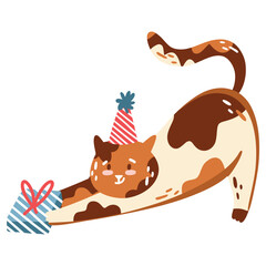 Cat Vector Illustration. Flat Minimal Design. Editable Illustration for Web, Mobile, Print