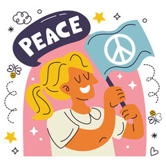 Peace Vector Illustration. Flat Minimal Design. Editable Illustration for Web, Mobile, Print