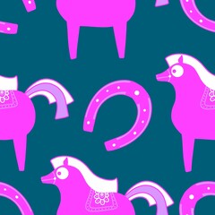 Christmas animals seamless horse pattern for wrapping paper and fabrics