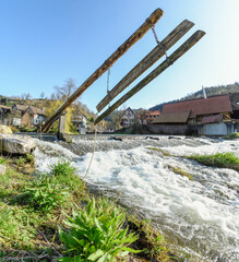 Old tools for lowering wood down the river in Schiltach