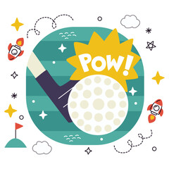 Golf Vector Illustration. Flat Minimal Design. Editable Illustration for Web, Mobile, Print