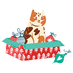 Christmas Decorations Vector Illustration. Flat Minimal Design. Editable Illustration for Web, Mobile, Print