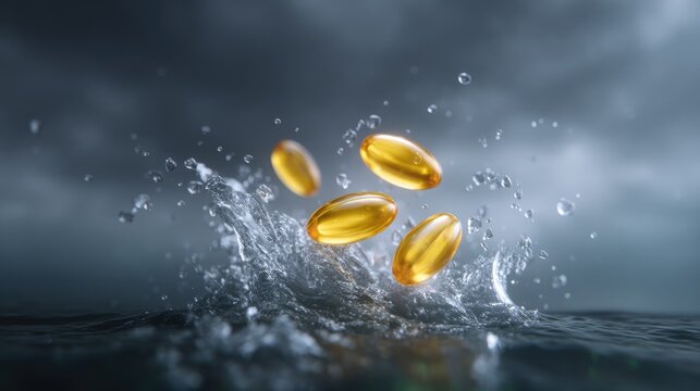 Omega capsule benefit: fish oil, healthy fat, golden dose, heart support, brain function, smooth gel, daily intake, nutrient flow, wellness boost, clear supplement, balanced routine