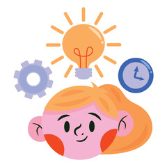 Productivity Vector Illustration. Flat Minimal Design. Editable Illustration for Web, Mobile, Print