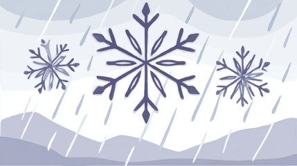 three stylized snowflakes outlined in black against a white background