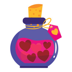 Love Potion Vector Illustration. Flat Minimal Design. Editable Illustration for Web, Mobile, Print