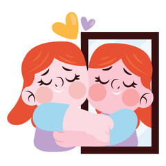 Self Love Vector Illustration. Flat Minimal Design. Editable Illustration for Web, Mobile, Print