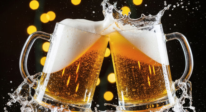 Chopes de bi&egrave;re qui trinquent