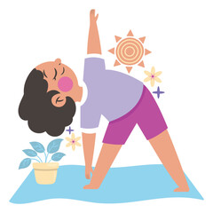 Yoga Vector Illustration. Flat Minimal Design. Editable Illustration for Web, Mobile, Print