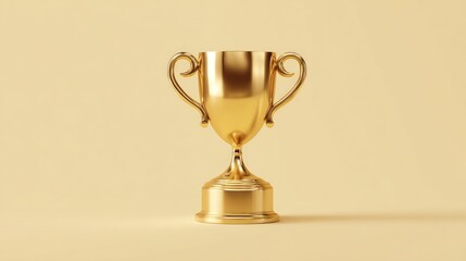 Fototapeta premium Golden trophy on a pale yellow background
