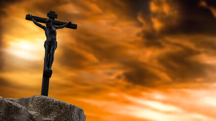 The Jesus and cross for religion or  christianity concept 3d Rendering.
