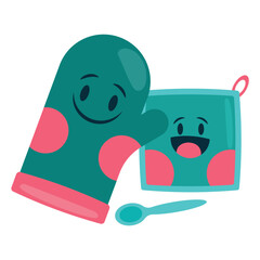 Oven Mitts Vector Illustration. Flat Minimal Design. Editable Illustration for Web, Mobile, Print