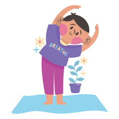 Yoga Vector Illustration. Flat Minimal Design. Editable Illustration for Web, Mobile, Print