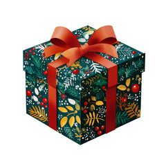 Christmas gift box isolated festive holiday design ribbon seasonal celebration illustration party visuals