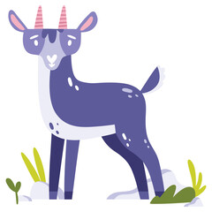 Goat Vector Illustration. Flat Minimal Design. Editable Illustration for Web, Mobile, Print