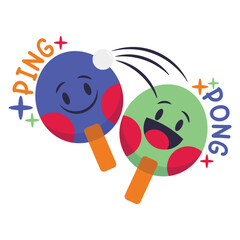 Ping Pong Vector Illustration. Flat Minimal Design. Editable Illustration for Web, Mobile, Print
