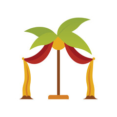 Banana Tree Sapling Pavilion with Silk Fabric Drapes  