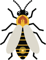 A detailed pixel art illustration of a firefly, showcasing its glowing abdomen and intricate wing