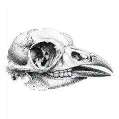 Detailed bird skull illustration