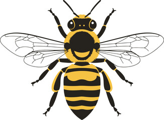  A detailed vector illustration of a honeybee, showcasing its intricate body structure and wings