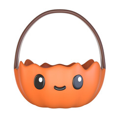 3d pumpkin bucket cartoon