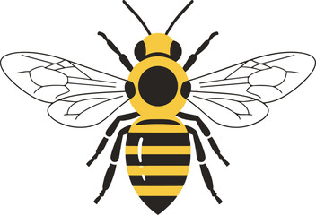 A detailed pixel art illustration showcases a honeybee in vibrant yellow and black stripes. 