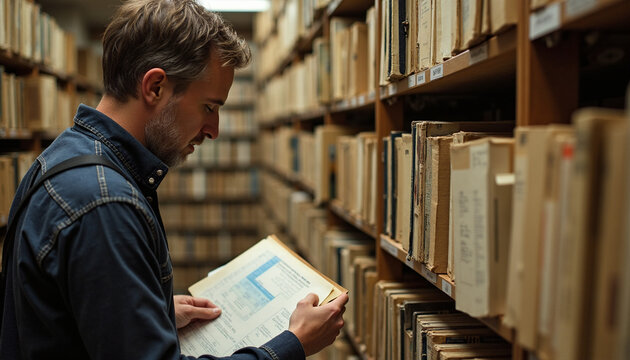 Man Reading Book in Cozy Library Nook