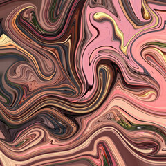 Abstract marble swirl in pink, brown, and cream tones, evoking fluid organic flow and artistic background design. Keywords highlight abstract, swirl, marble, fluid, design.