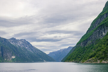 Beautiful views from the cruise along the Geirangerfjord (Norway)